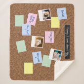 コルクピンボードルック6メッセージと3フォトコラージュ シェルパブランケット (正面)