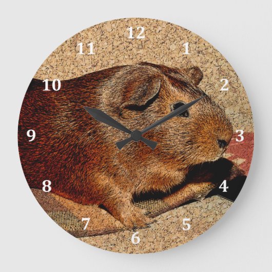 コルクボードルックギニアピグ ラージ壁時計 (正面)