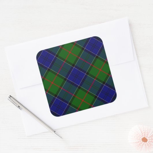 コルクーンタータンチェックブルーグリーンプレイド スクエアシール (封筒)