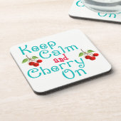 コルク保コースターで落ち着いてさくらんぼ コースター (左側)