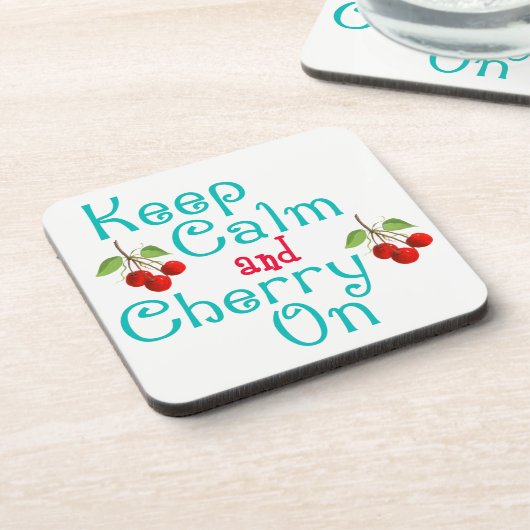 コルク保コースターで落ち着いてさくらんぼ コースター (左側)