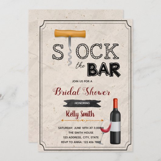 コルク抜きバーの招待状 招待状 (正面/裏面)