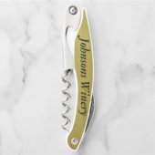 コルク抜き – 竹の背景の名前 ソムリエナイフ (正面)