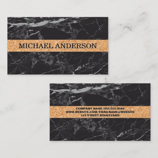 コルク旗 | 黒大理石 名刺 (正面/裏面)
