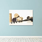 コルク栓抜きのワインのコルク キャンバスプリント (インサイチュ (ウッドフロア))