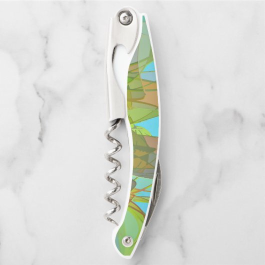 コルク栓抜き抽象芸術ティール（緑がかった色）デザイン ソムリエナイフ (正面)