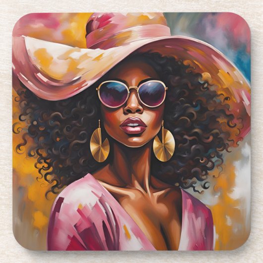 コルク裏地を持つアフリカ系アメリカ人の女性コースター コースター (正面)