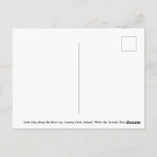コルク、アイルランドの花、川のリーの郵便はがき ポストカード (裏面)