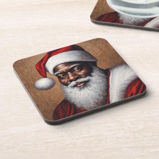 コルク・バッキング付きアフリカ系アメリカ人サンタコースター コースター (左側)