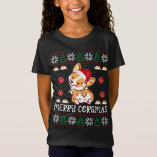 コルグマスサンタクロースメリーコルギドッグクリスマスツリー醜い Tシャツ