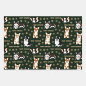 コルグメッメリート文字-クリスマスコルギの模様 ラッピングペーパーシート (正面3)