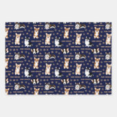 コルグメッメリート文字-クリスマスコルギの模様 ラッピングペーパーシート (正面2)