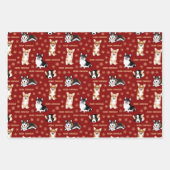 コルグメッメリート文字-クリスマスコルギの模様 ラッピングペーパーシート (正面)