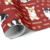コルグメッメリート文字-クリスマスコルギの赤い模様 ラッピングペーパー (ロールコーナー)