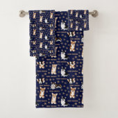 コルグメッメリート文字-クリスマスコルギの青い模様 バスタオルセット (インサイチュ)