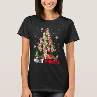 コルグメリーマスクリスマスライトサンタ小妖精や小人コルギクリスマス Tシャツ