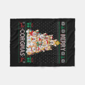 コルグメリーマス醜いセーターおもしろいコルギクリスマスT フリースブランケット (正面(横))