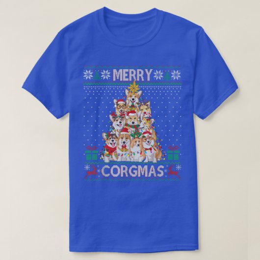 コルグメリーマス醜いセーターおもしろいコルギクリスマスT Tシャツ (デザイン正面)