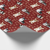 コルグメリーメット-クリスマスコルギ模様赤 ラッピングペーパー (角)