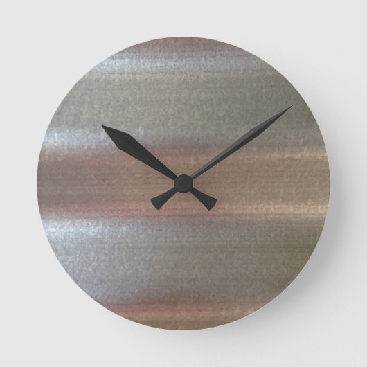コルゲートシートメタルのクローズアップ ラウンド壁時計 (正面)