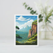 コルコバドコスタリカヴィンテージ旅行イラストレーション ポストカード (スタンド正面)