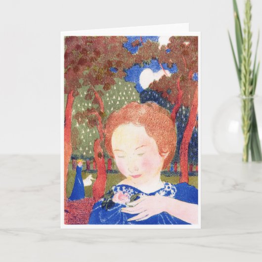 コルサージュに触れる女性 モーリス・ドニ カード (正面)