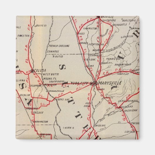 コルサ，ヨロ，ナパ，ブッテ，ユバ，サッタ，ソラノ マグネット (正面)