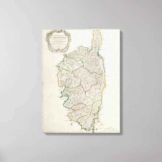 コルシカの地図 キャンバスプリント (正面)