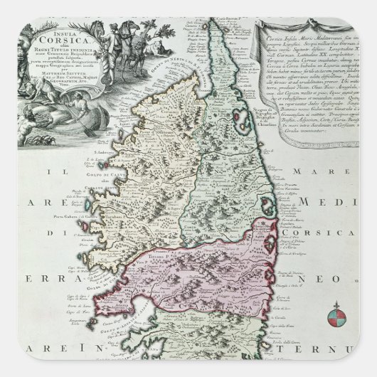 コルシカの地図 スクエアシール (正面)