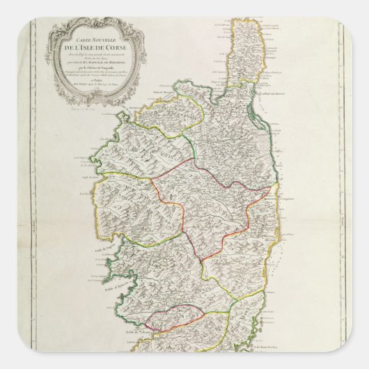 コルシカの地図 スクエアシール (正面)