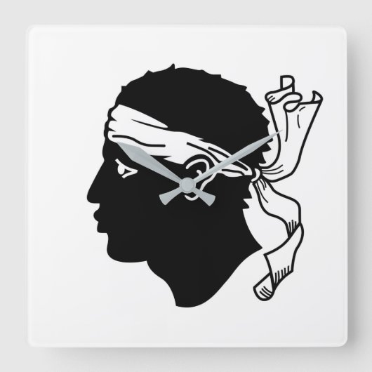 コルシカの旗が付いている柱時計 スクエア壁時計 (正面)