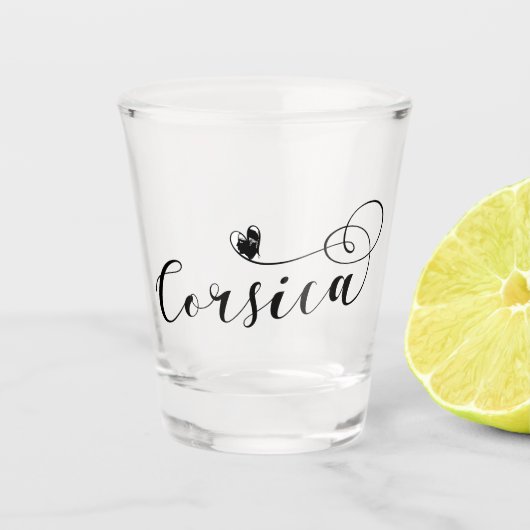 コルシカの旗のハート、Corsican、フランス ショットグラス (正面)