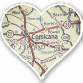 コルシカナテキサス州ヴィンテージの地図 シール (正面)