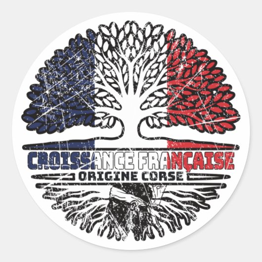 コルシカフランスのリカンフランスのルーツ国旗 ラウンドシール (正面)