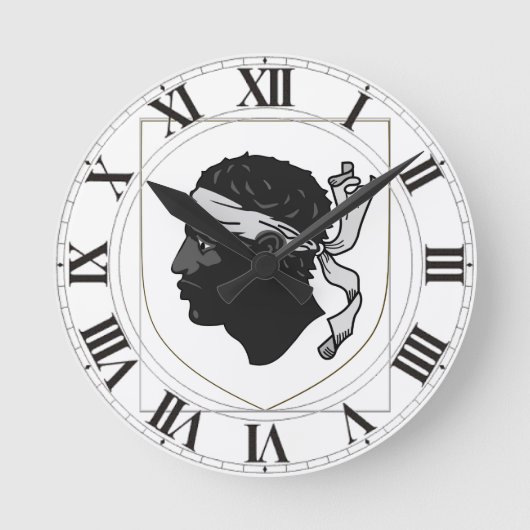 コルシカフランスの紋章付き外衣 ラウンド壁時計 (正面)