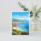 コルシカフランス旅行ヴィンテージイラストレーション ポストカード (スタンド正面)