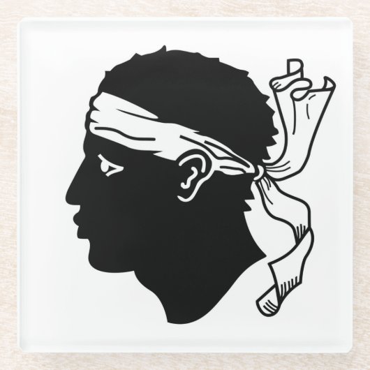 コルシカ国旗を持つガラスコースター ガラスコースター (正面)