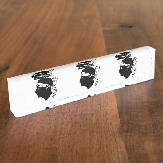 コルシカ国旗を掲げた卓上の銘板 デスクネームプレート (側面)