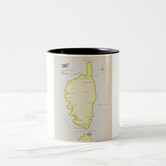 コルシカ島のイラスト地図 ツートーンマグカップ (中央)