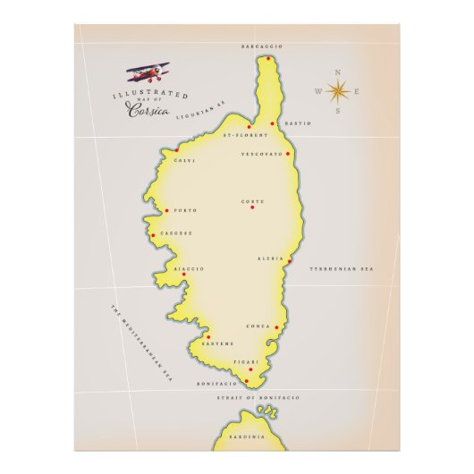 コルシカ島のイラスト地図 フォトプリント            (正面)