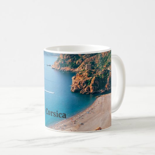 コルシカ島、地中海の島 コーヒーマグカップ (正面右)