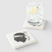 コルシカ州旗を持つ石コースター ストーンコースター (横)