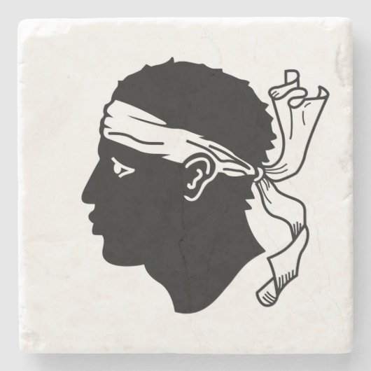 コルシカ州旗を持つ石コースター ストーンコースター (正面)