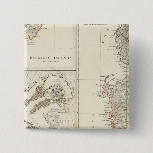 コルシカ、サルディニア、バレア諸島、バレッタ 缶バッジ (正面)