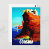 コルシカ、中世の要塞の崖、ヴィンテージ ポストカード (正面/裏面)