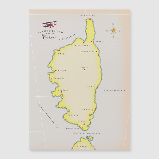 コルシ図解入りの、写真付きのカの地図 (正面)