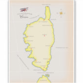 コルシ図解入りの、写真付きのカの地図 シール (正面)