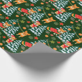 コルジ飾スはクリスマスツリーのパターンを緑に ラッピングペーパー (角)