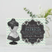 コルセットのシェブロンのブライダルシャワーのランジェリーの招待状 招待状 (スタンド正面)