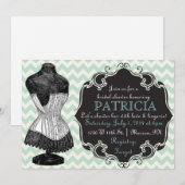 コルセットのシェブロンのブライダルシャワーのランジェリーの招待状 招待状 (正面/裏面)